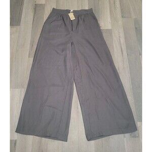 NWT Amuse Society Wide-Leg Pants Gray High Rise Pleated Trousers Size MEDIUM